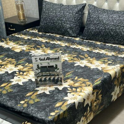 3 Pcs Mix Cotton Printed King Size Double Bedsheet