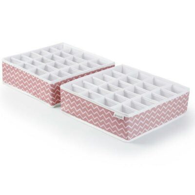 Qoolish- Drawer Organizer -QU02, Pink Stripe, Pack Of 2