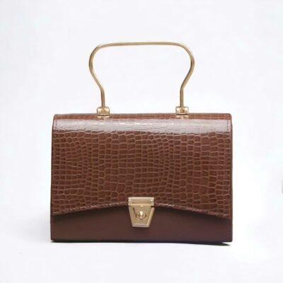 Women's PU Leather Alligator Skin Textured Hand Bag