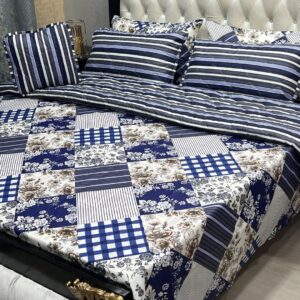 7 Pcs Cotton Salonica Printed Comforter Set