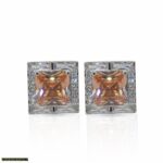 Cufflinks for Men with Peach Stone Accent CU-4029 + Free Gift Box-Cufflers Designer