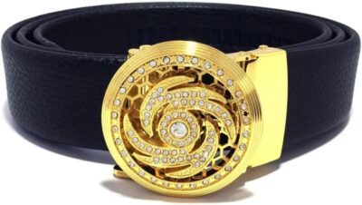 Men's Belt for Jeans - Gold Buckle Playboy Men's Premium Belt-1