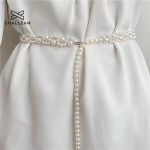 Women's Pearl Waist Belt, Silver Buckle